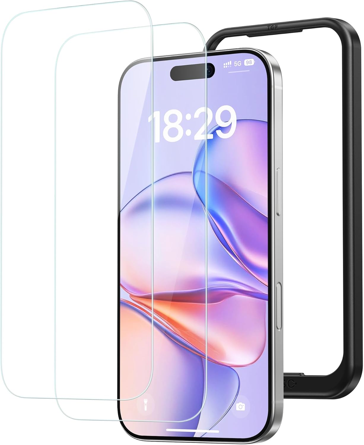 NIMASO ガラスフィルム iPhone 17 用 保護フィルム 強化ガラス 耐衝撃 高透過率 指紋防止 貼りやすい ガイド枠付き いPhone17 (6.3インチ) 対応 2枚セット DSP25F1698